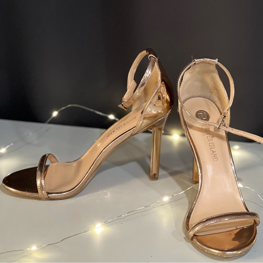 River island rose gold heels, size 9.